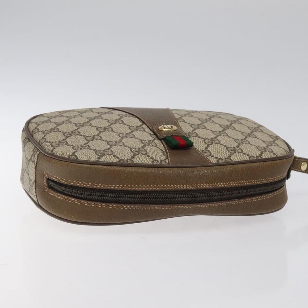 GUCCI GG Supreme Web Sherry Line Clutch Bag PVC Beige Gold 89 01 034 Auth 119132 - Picture 5 of 16